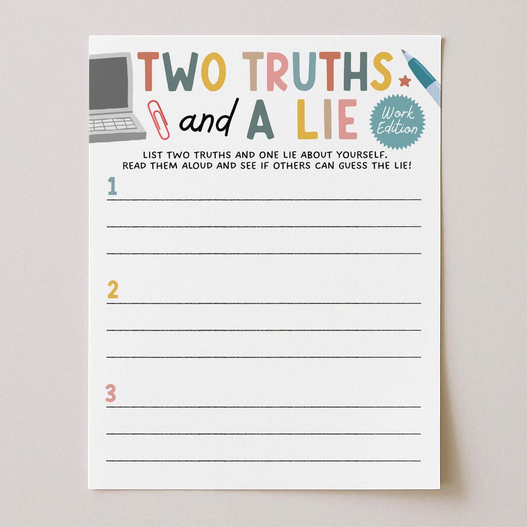 Two Truths and A Lie Office Office Party Games, Staff Party Games, Team ...