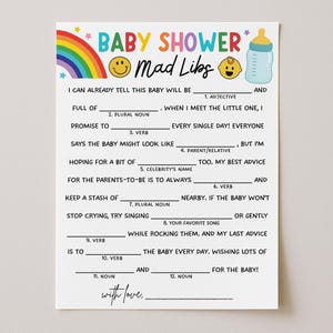 Babyshower Mad Libs-spelsjabloon, grappig advies voor nieuwe ouders, wensen voor ouders afdrukbaar, digitale download