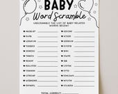 Baby Word Scramble Baby Shower Game Template, Baby Word Unscramble Trivia Quiz Printable, Digital Download