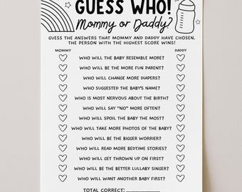 Guess Who Mommy Or Daddy Baby Shower Game Template, Guess Who Said It Baby Trivia Quiz Printable, Digital Download