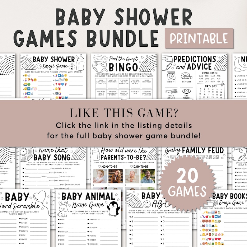 Nursery Rhyme Quiz Baby Shower Game Template, Baby Books Trivia Quiz Printable, Digital Download image 4