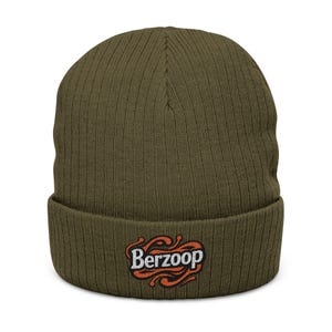 Berzoop Flame Logo Beanie | Ribbed Knit Embroidered Cuff