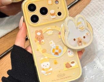 Yellow Baking Aesthetic Miffy MagSafe iPhone Case, iPhone 17 Pro Max Case, iPhone 17 Pro Case, iPhone 17 Case,Magnetic Case with Strong Grip