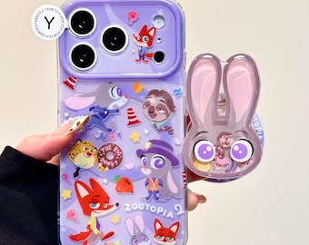 Purple Zootopia Judy Aesthetic MagSafe iPhone Case, iPhone 17 Pro Case, iPhone 16 Case, iPhone 15 Case, Magnetic Phone Case with Strong Grip