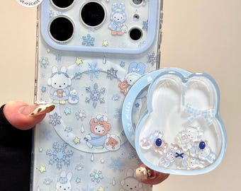 Winter Snowflake Miffy Aesthetic MagSafe iPhone Case, iPhone 17 Pro Max Case, iPhone 16 Case, iPhone 15,Magnetic Phone Case with Strong Grip