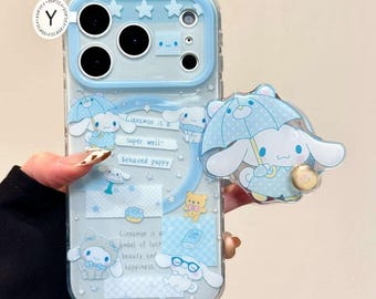 Süße Cinnamoroll Ästhetik MagSafe iPhone Hülle, iPhone 17 Pro Max Hülle, iPhone 16 Hülle, iPhone 15 Hülle, Magnetische Handyhülle mit starkem Griff