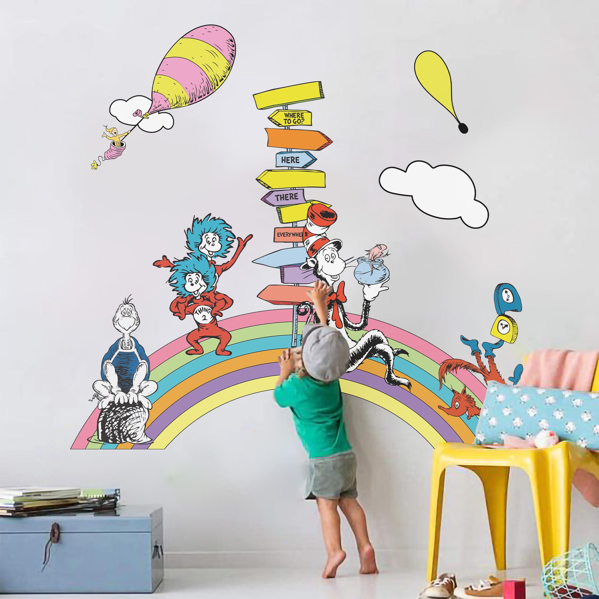 Classic Cartoon Dr Seuss Wall Decal Cat in the Hat Wall Sticker ...