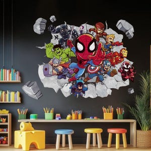 Adesivo murale Supereroi, adesivo murale Avengers, adesivo murale Spiderman, adesivo murale fumetti, adesivo murale Ironman per cameretta bambini, decorazione cameretta bambini