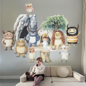 Where the wild things are wall decal monster wall sticker max wall mural Carol wall art for nursery room gift for kid boy room decor