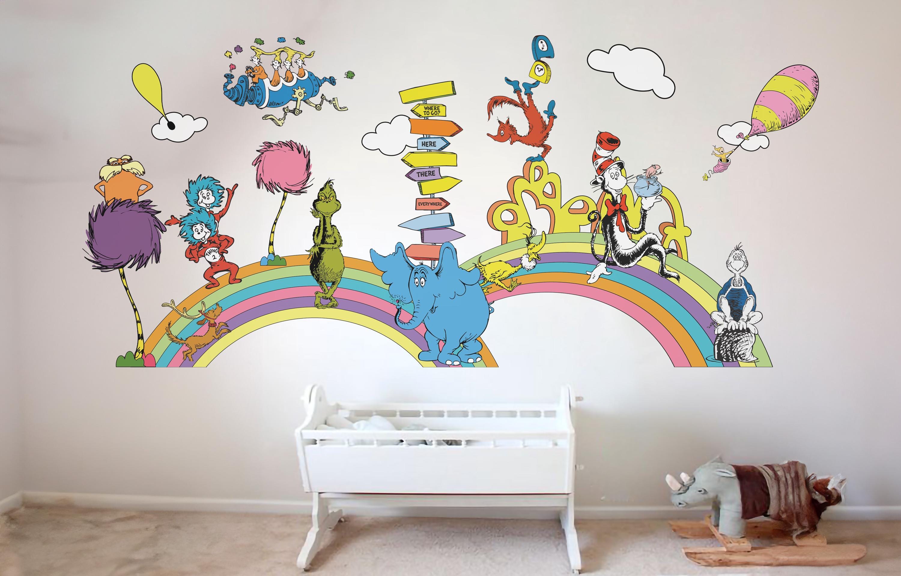 Classic Cartoon Dr Seuss Wall Decal Cat in the Hat Wall Sticker ...