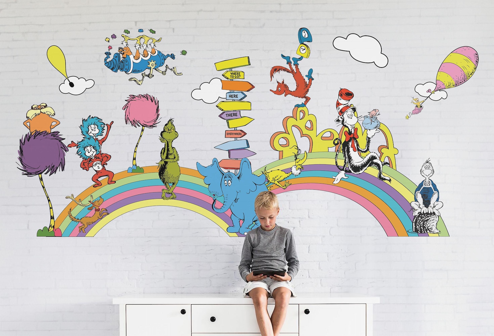 Classic Cartoon Dr Seuss Wall Decal Cat in the Hat Wall Sticker ...