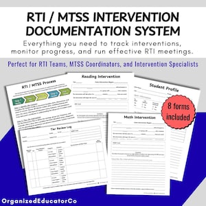 RTI MTSS Intervention Documentation System | Progress Monitoring Forms (PDF Download)