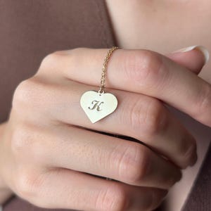 Custom Initial Heart Necklace, Personalized Letter Pendant, Gold or Silver Heart Charm Jewelry, Gift for Her Birthday or Anniversary