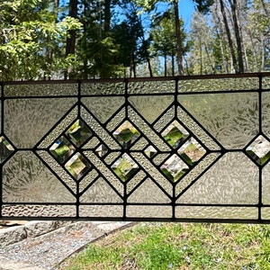 Interlocking Diamonds Stained Glass Window Panel: Beveled Accents-free ...