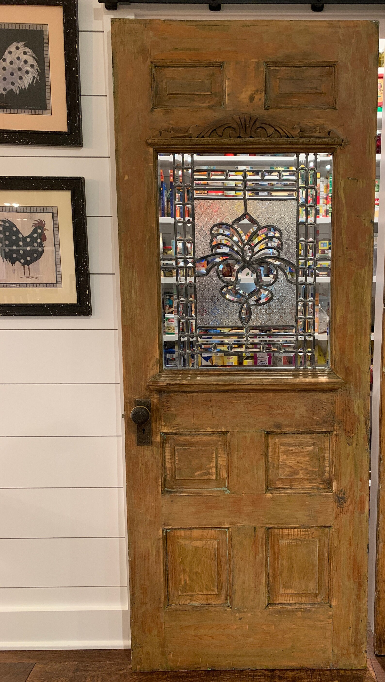 Vintage Pantry Door with Beveled and Textured Glass Etsy