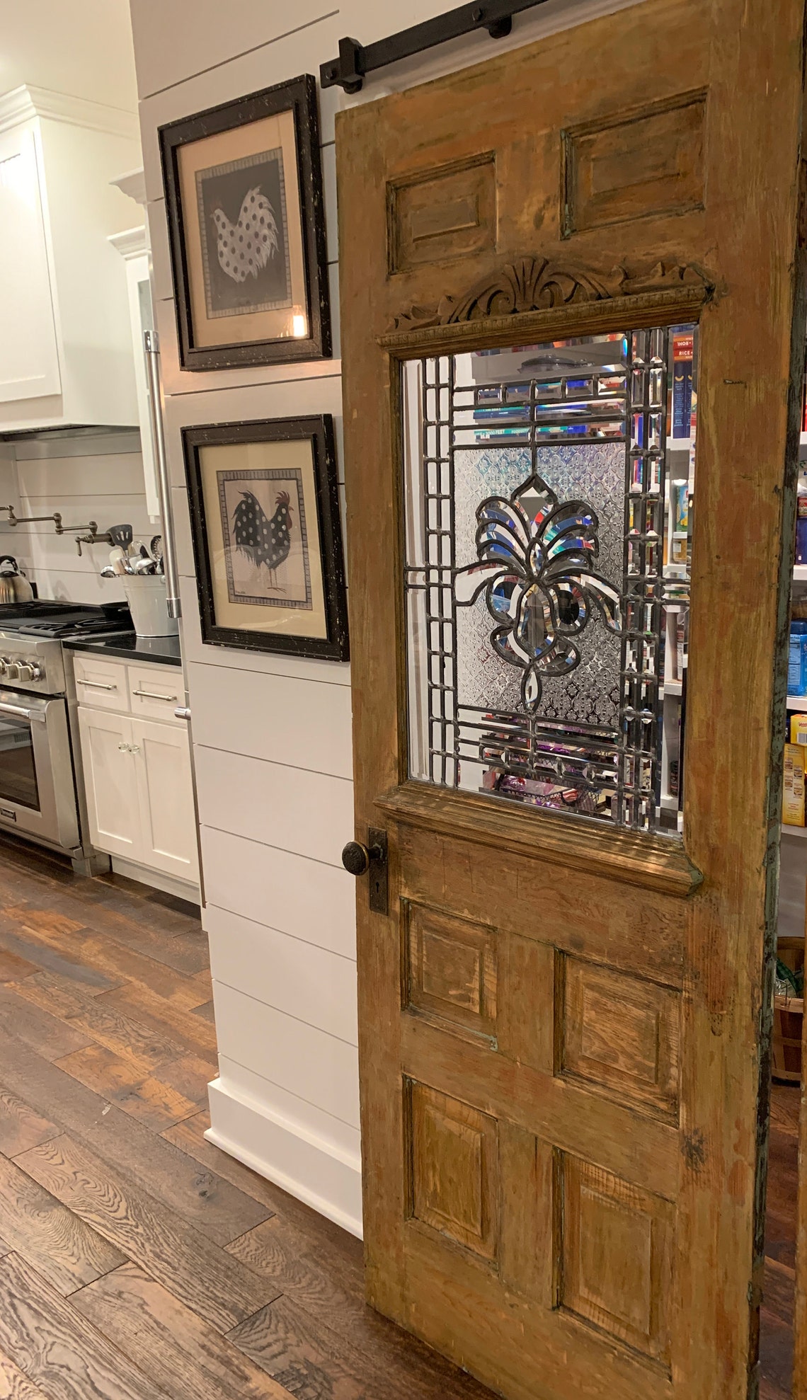 Vintage Pantry Door with Beveled and Textured Glass Etsy
