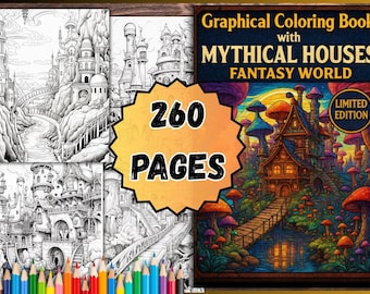 Libro para colorear de casas de fantasía mítica: 260 páginas en PDF