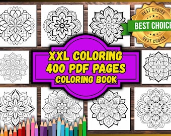 XXL Mandala Coloring Book — 400 PDF Pages