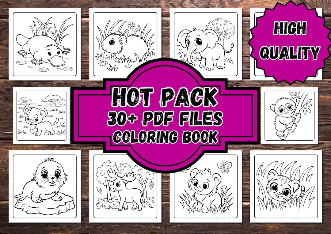 Cute Animals Coloring Book 30+ Printable PDF Pages for Kids & Adults ...