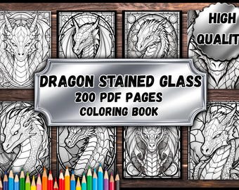 Dragon Stained Glass Coloring Pages – 200 PDF Pages