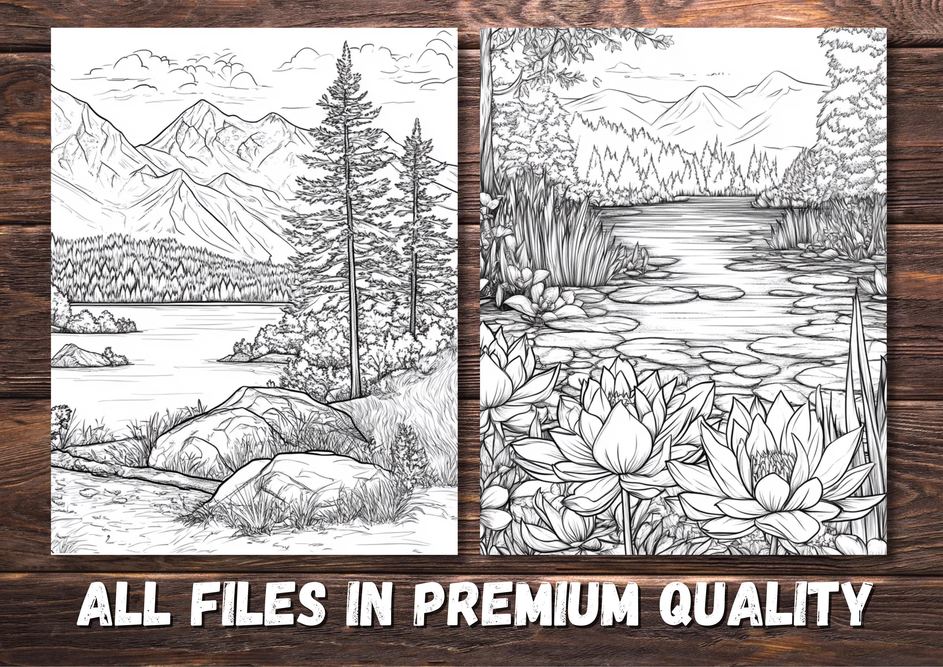 100 Printable Nature Coloring Pages for Adults | PDF Digital Download