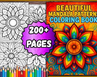 Mandala Coloring Book – 200+ Pages PDF, Coloring Book for Adults and Kids, Instant Download, Printable PDF File, Digital Coloring Pages