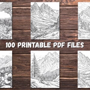100 Printable Nature Coloring Pages for Adults | PDF Digital Download Floral Stress Relief Mindfulness Art Book image 2