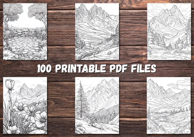 100 Printable Nature Coloring Pages for Adults | PDF Digital Download Floral Stress Relief Mindfulness Art Book image 2