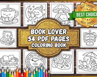 Book Lover Coloring Book – 54 PDF Pages