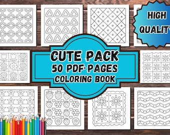 Libro para colorear gráfico sencillo: 50 páginas en PDF para niños y adultos