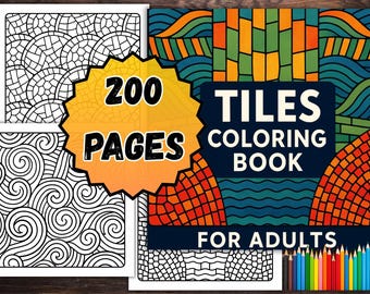 Libro para colorear de azulejos y patrones para adultos (paquete grande, 200 páginas en PDF)