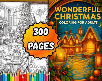 Libro para colorear navideño para adultos: 300 páginas festivas en PDF