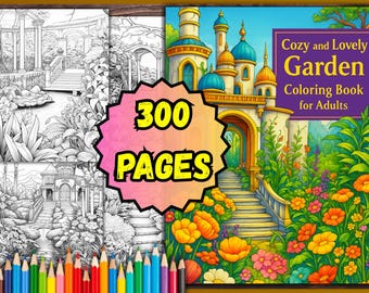 Libro para colorear de jardines para adultos: 300 páginas con acogedoras casas de campo y motivos florales (PDF)