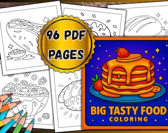 Big Tasty Food Coloring Book — 96 PDF Pages
