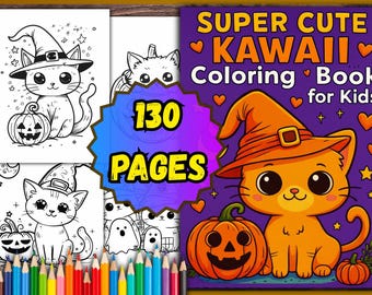 Kawaii Halloween Coloring Book – Cute Spooky Designs (130 PDF Pages)