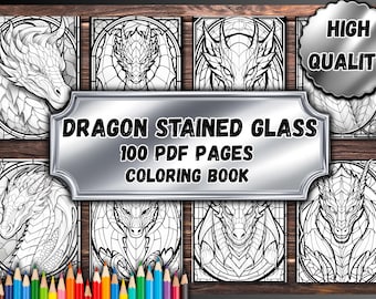 Dragon Stained Glass Coloring Pages – 100 PDF Pages
