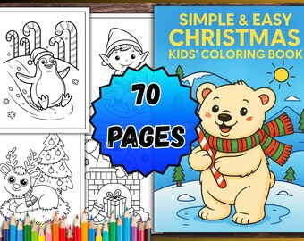 Simple & Easy Christmas Kids’ Coloring Book – 70 PDF Pages