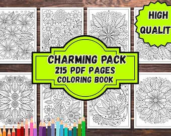Florales Zentangle Malbuch – 215 bedruckbare Seiten (PDF)
