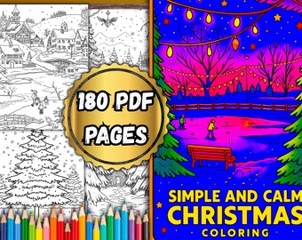 Simple and Calm Christmas Coloring Book – 180 PDF Pages