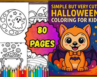 Leuk Halloween-kleurboek voor kinderen – 80 pdf-pagina's (digitale download)
