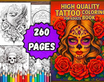 Tattoo Coloring Book for Adults – 260 Pages (PDF)