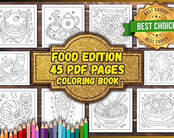Cute Food Coloring Book - 45 PDF Pages