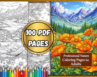 Professional Nature Coloring Pages for Adults – 100 PDF Pages