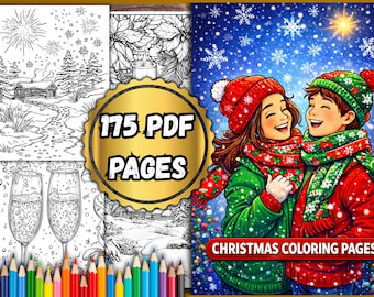 Páginas para colorear navideñas (paquete grande) – 175 páginas en PDF
