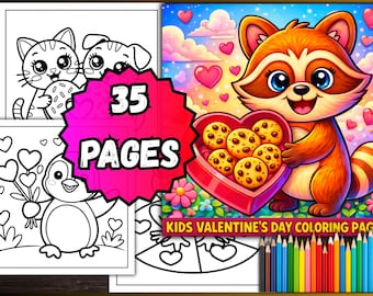 Dibujos para colorear de San Valentín para niños: 35 páginas en PDF