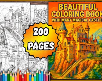 Libro para colorear de castillos mágicos – 200 páginas de fantasía (PDF)