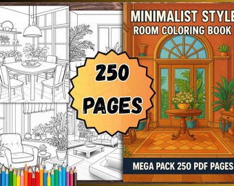 Minimalist Style Room Coloring Book – Mega Pack 250 PDF Pages
