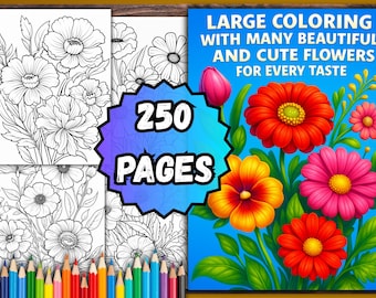 Florales Malbuch – 250 florale Malbücher (PDF-Seiten)