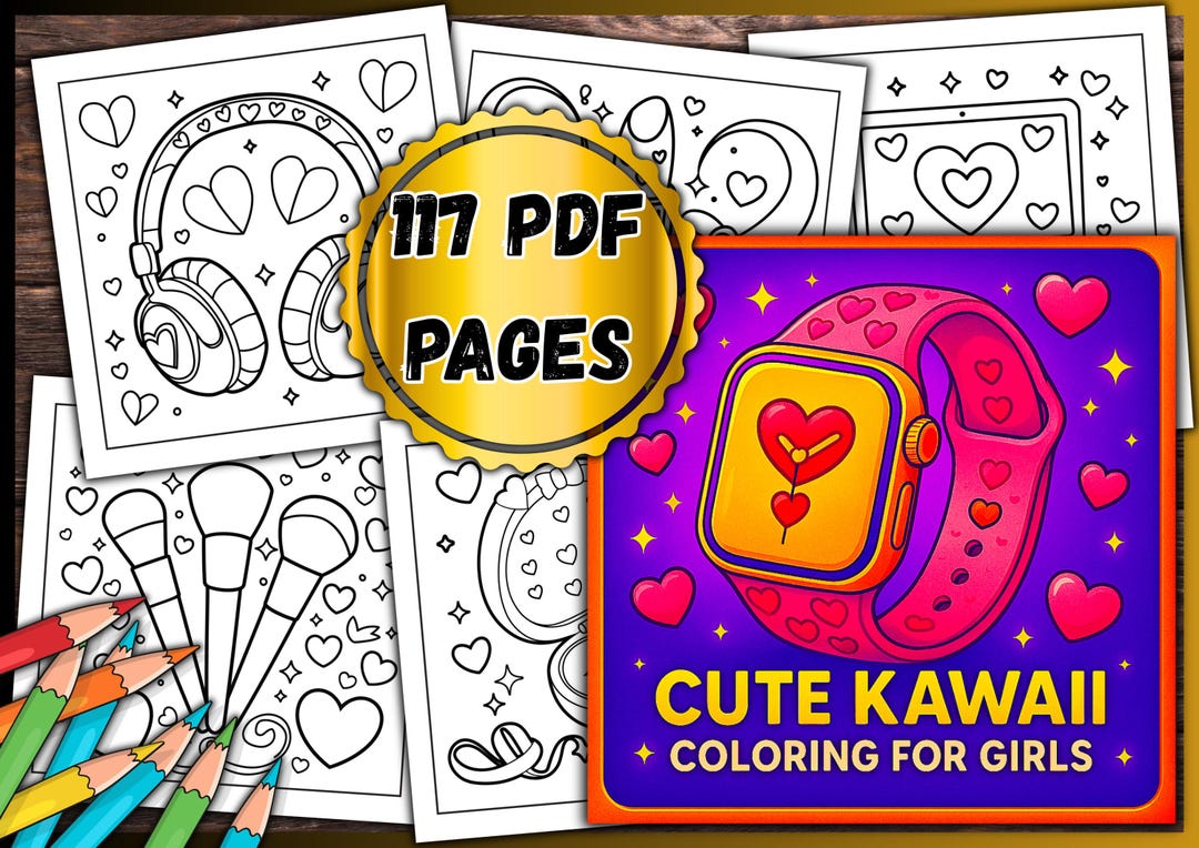 Cute Kawaii Coloring Book for Girls – 117 Pages (PDF) - Etsy