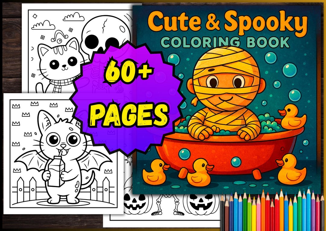 Cute & Spooky Halloween Coloring Book – 60+ Funny Designs (PDF Pages ...